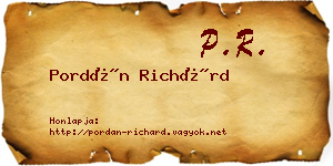 Pordán Richárd névjegykártya
